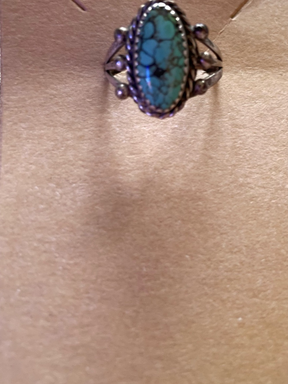 Size 9.75 Southwest Silver Spider Turquoise Ring
